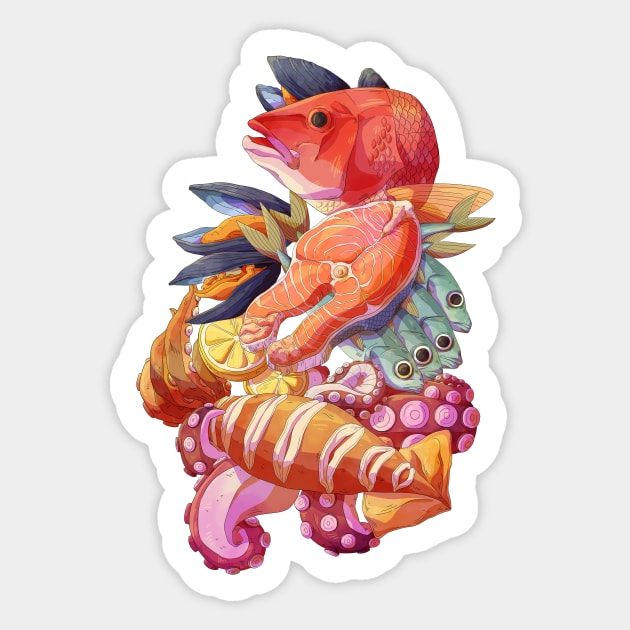 Seafood Platter Sticker by Victoria Hamre